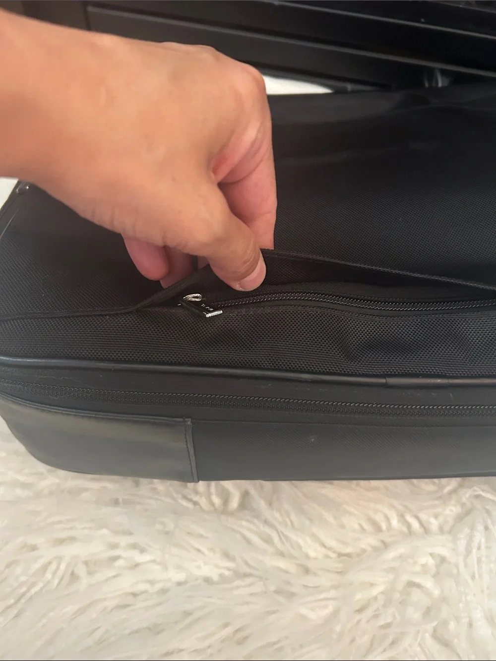 Tumi Black Nylon & Leather Messenger Bag